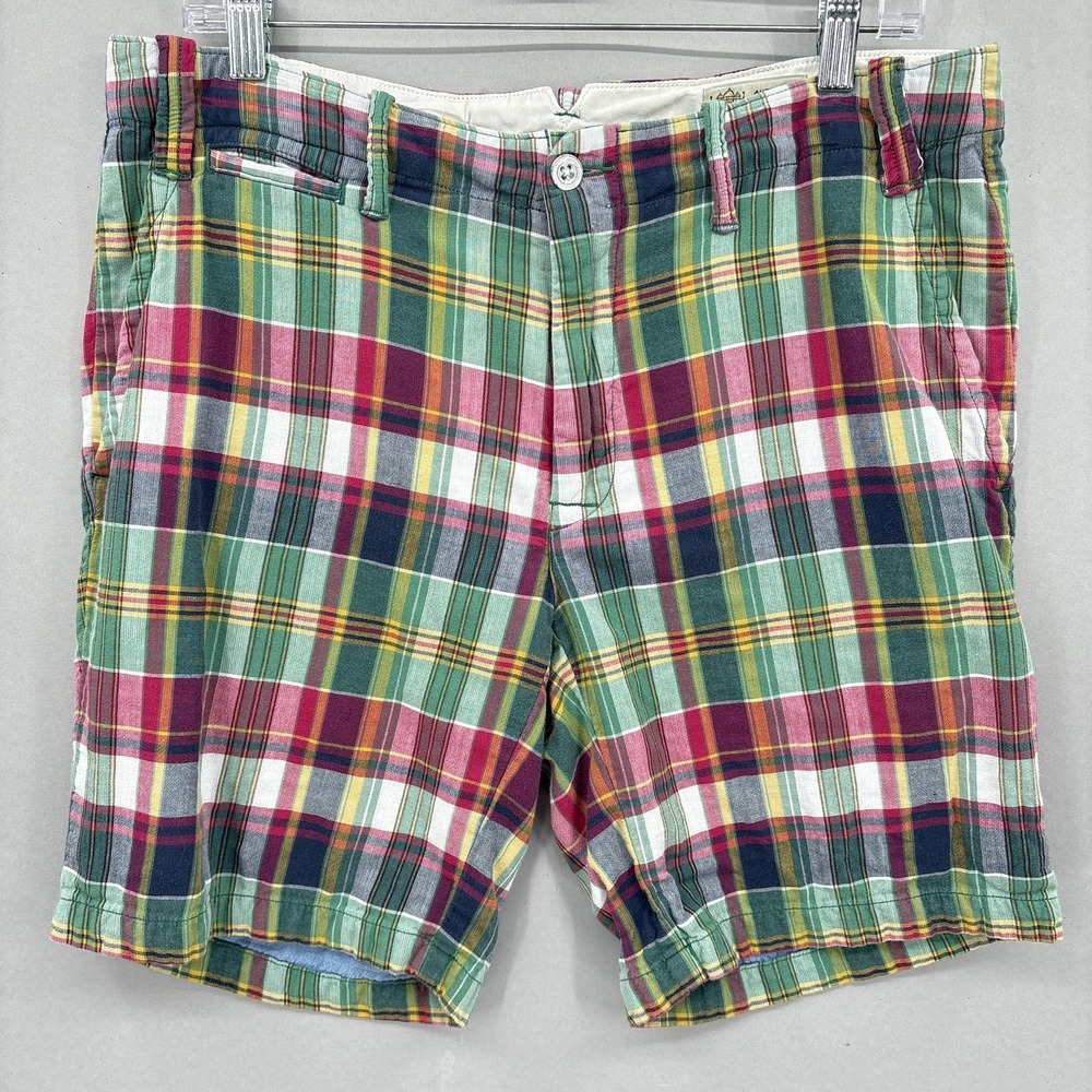 Polo‎ Ralph Lauren Shorts Mens 32 Pink Green Plaid Indian Madras Straight Preppy
